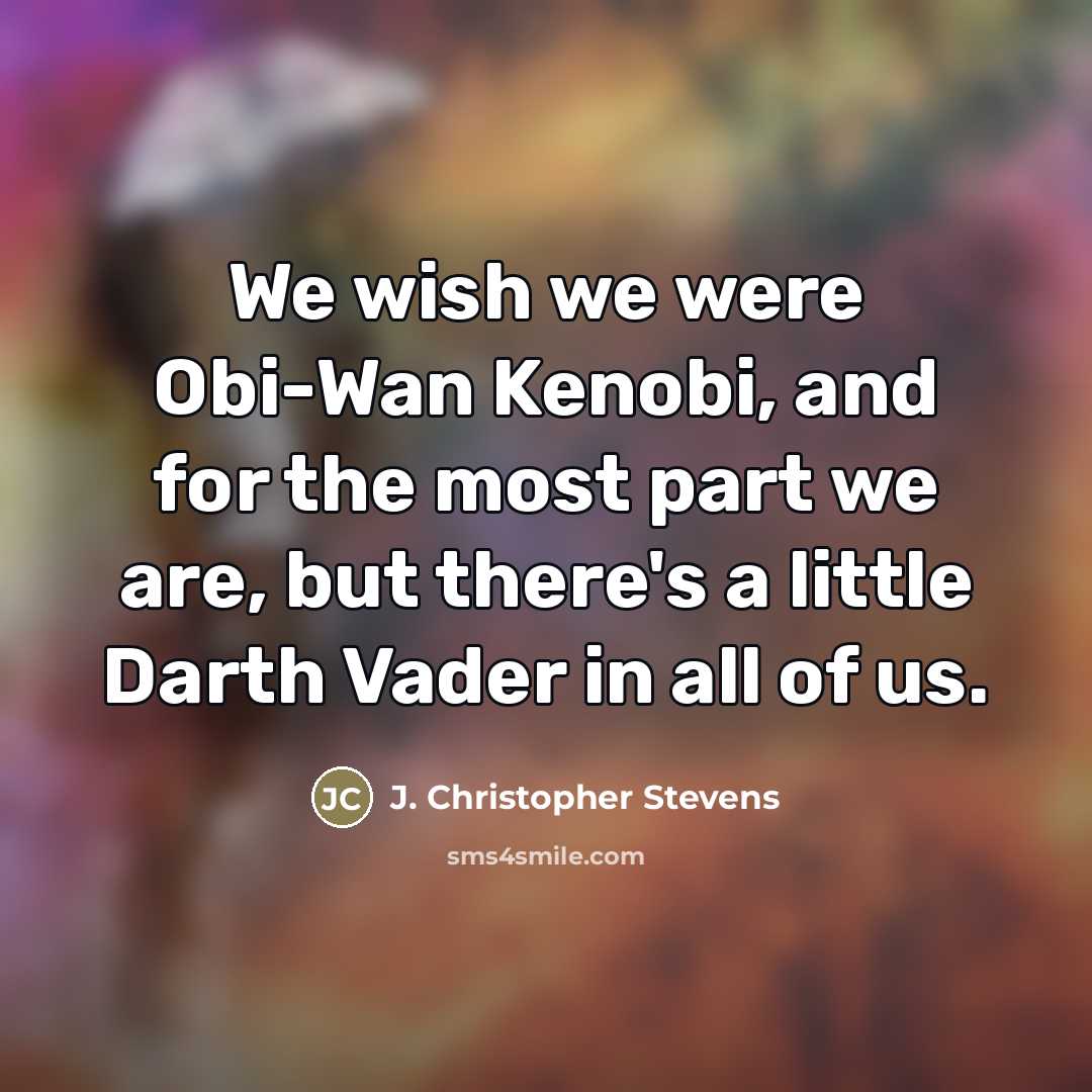 “We wish we were Obi-Wan Kenobi, and for the most part we are, but there's a little Darth Vader in all of us.” quote by J. Christopher Stevens