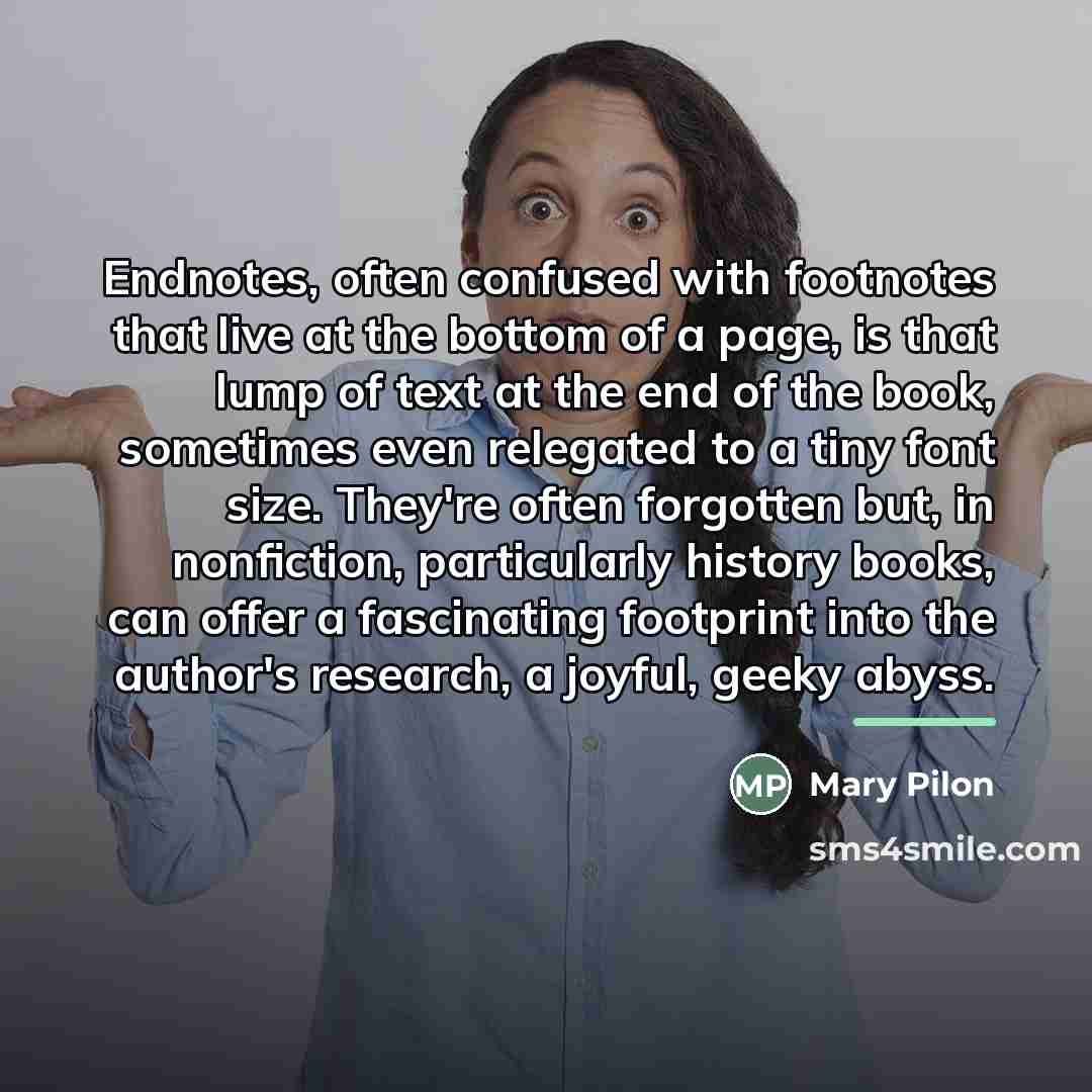 “Endnotes, often confused with footnotes that live at the bottom…” quote by Mary Pilon