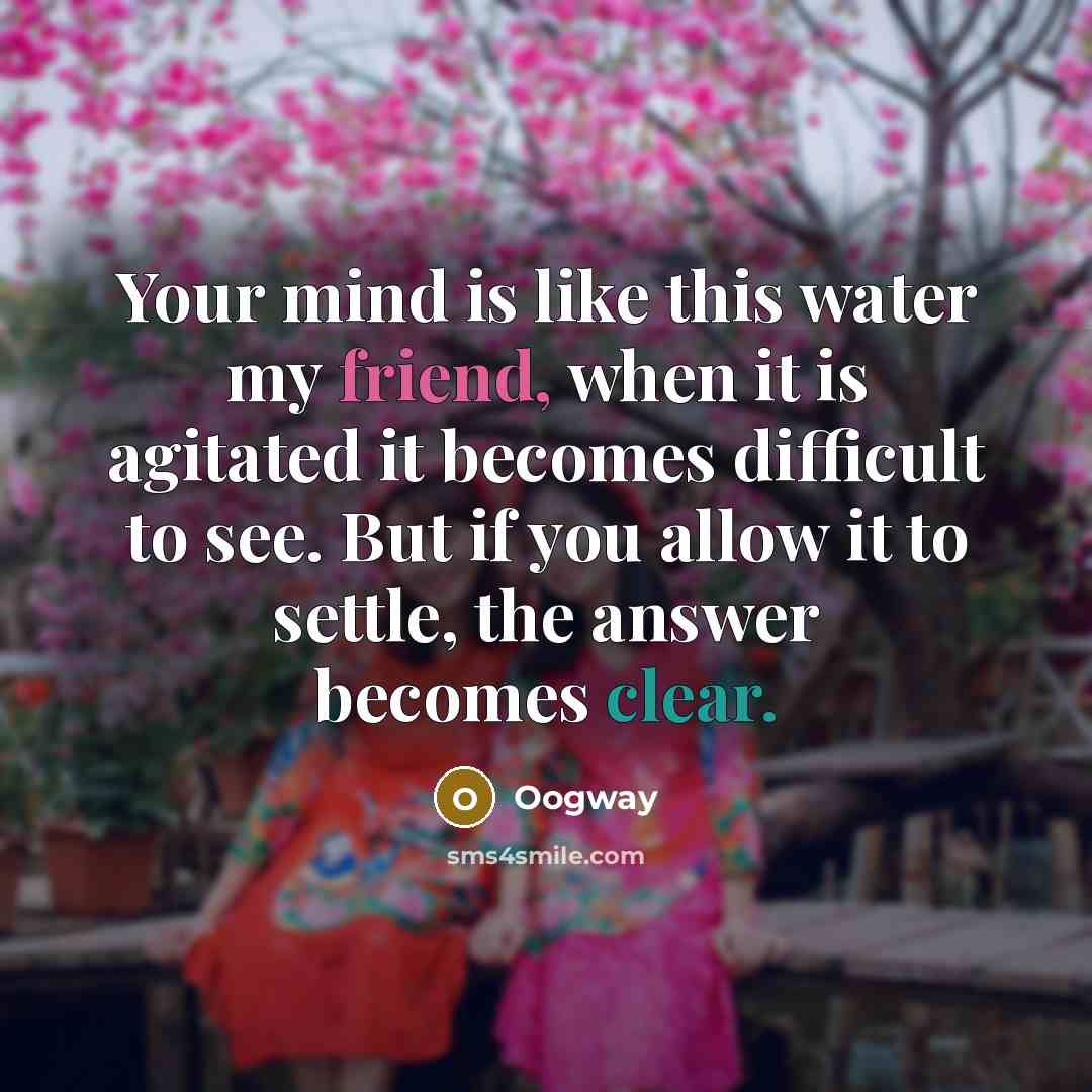 “Your mind is like this water my friend, when it is agitated it becomes difficult to see. But if you allow it to settle, the answer becomes clear.” quote by Oogway