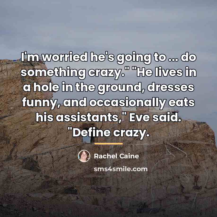 “I'm worried he's going to ... do something crazy." "He…” quote by Rachel Caine
