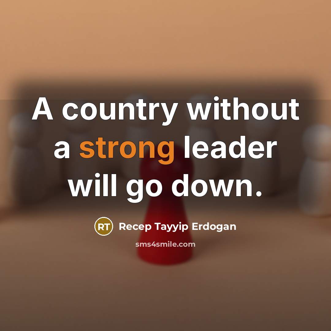 “A country without a strong leader will go down.…” quote by Recep Tayyip Erdogan