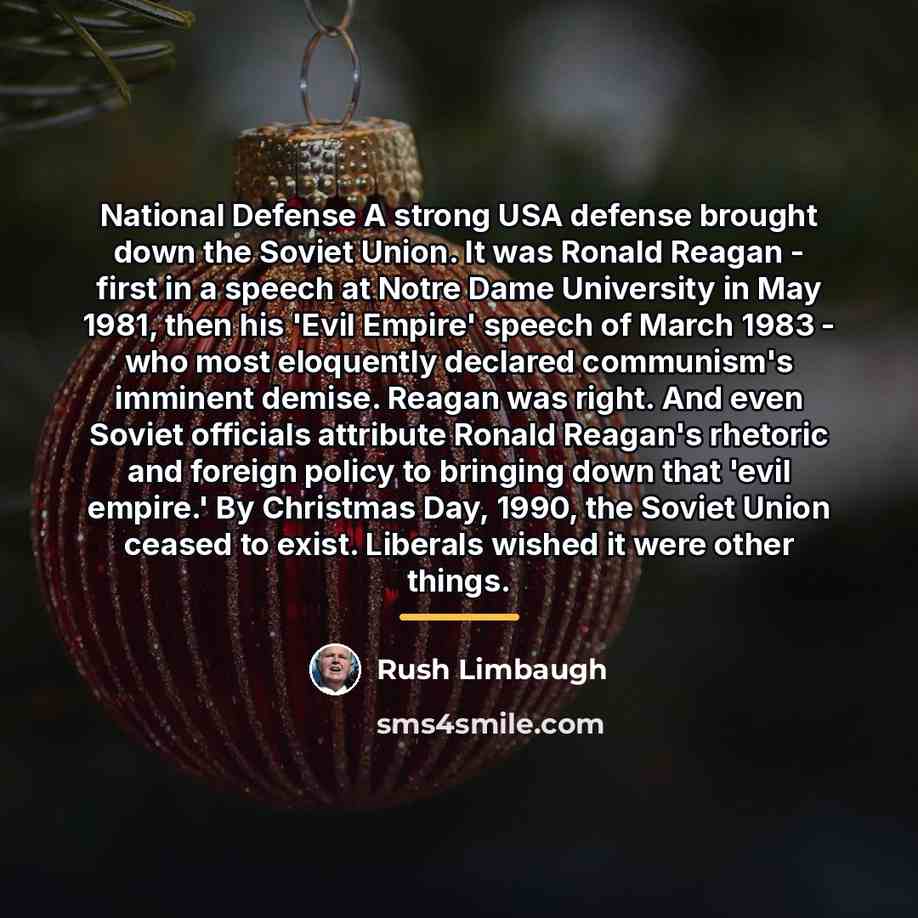 “National Defense A strong USA defense brought down the Soviet…” quote by Rush Limbaugh