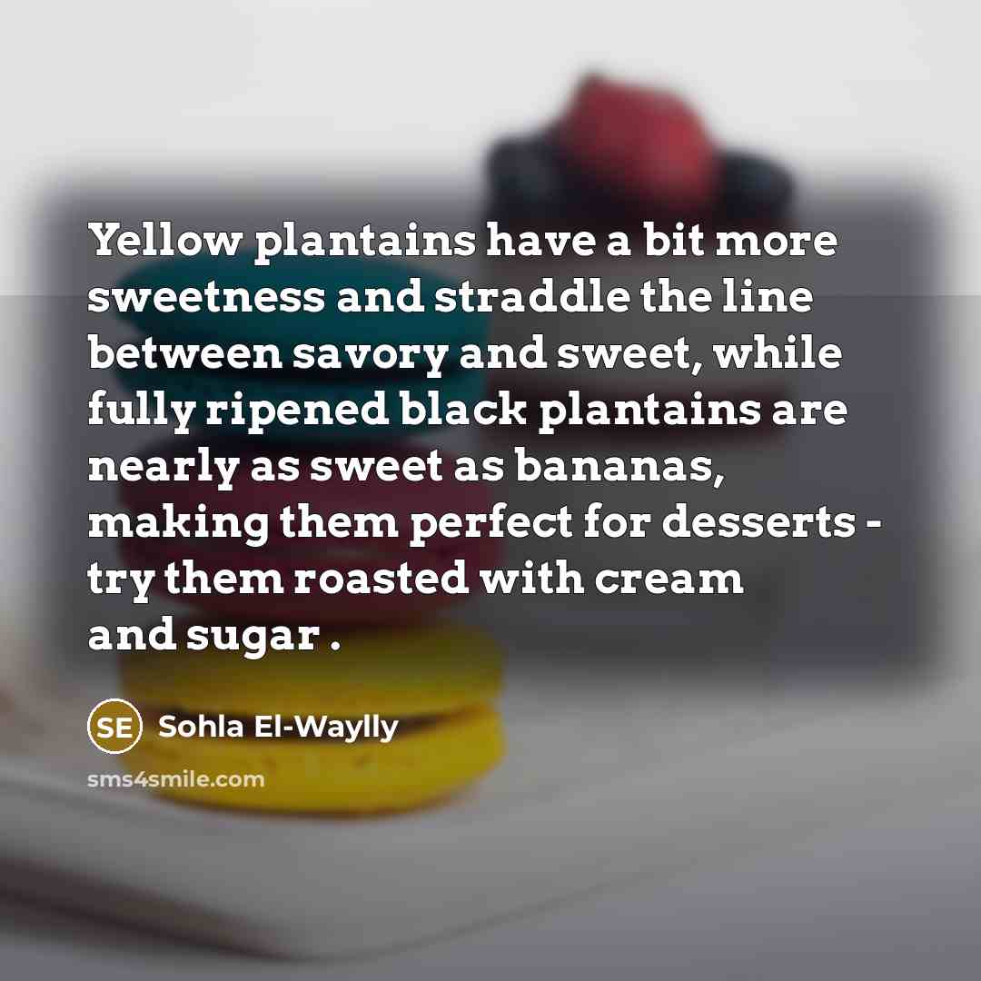 “Yellow plantains have a bit more sweetness and straddle the…” quote by Sohla El-Waylly