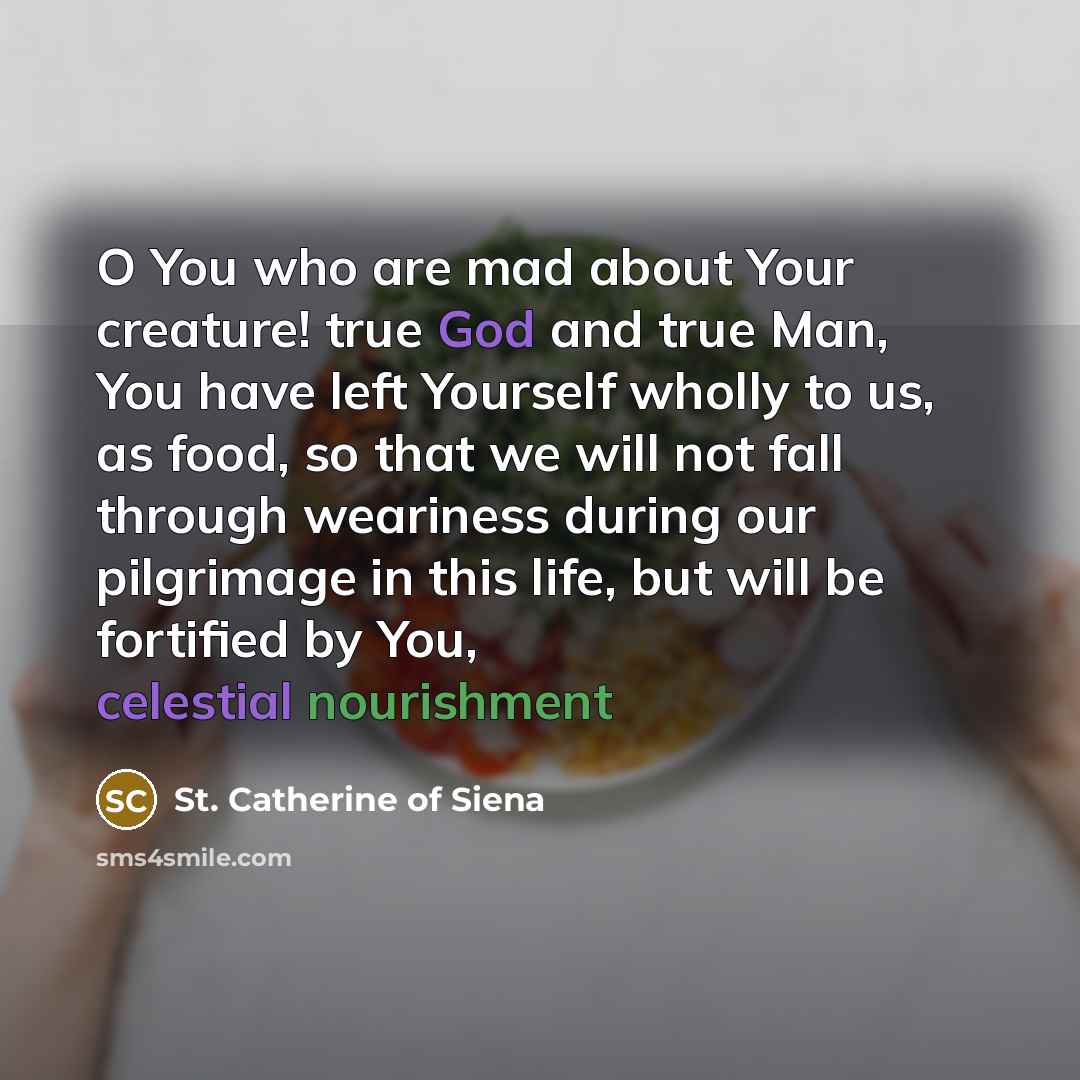 “O You who are mad about Your creature! true God…” quote by St. Catherine of Siena