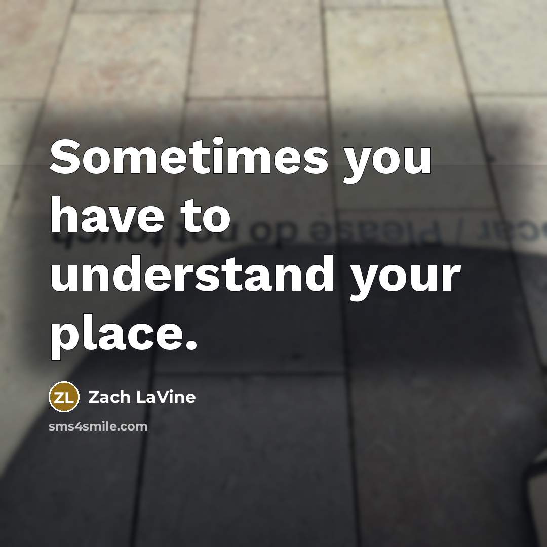 “Sometimes you have to understand your place.…” quote by Zach LaVine