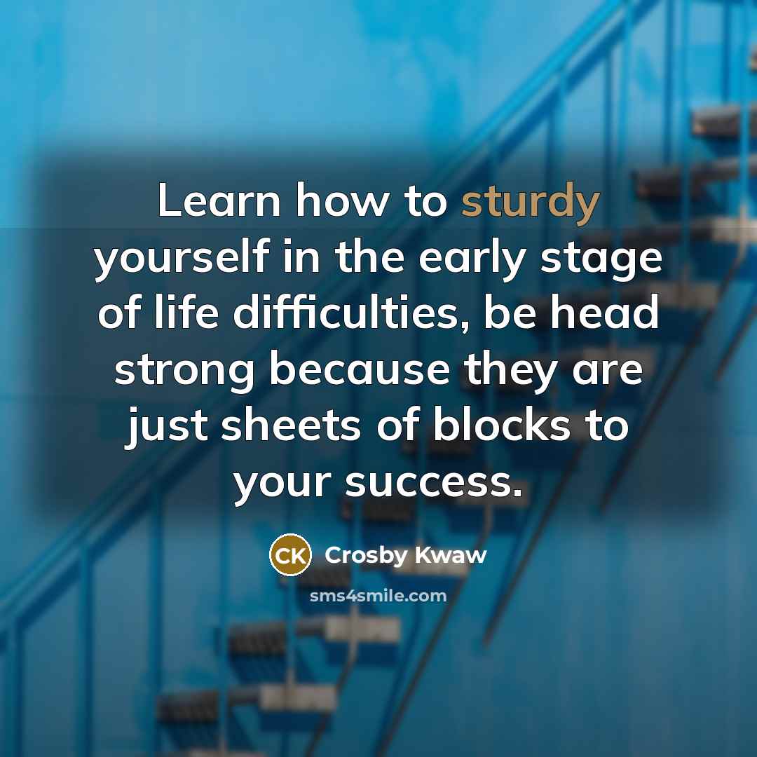 “Learn how to sturdy yourself in the early stage of…” quote by Crosby Kwaw