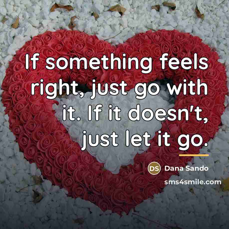 “If something feels right, just go with it. If it…” quote by Dana Sando