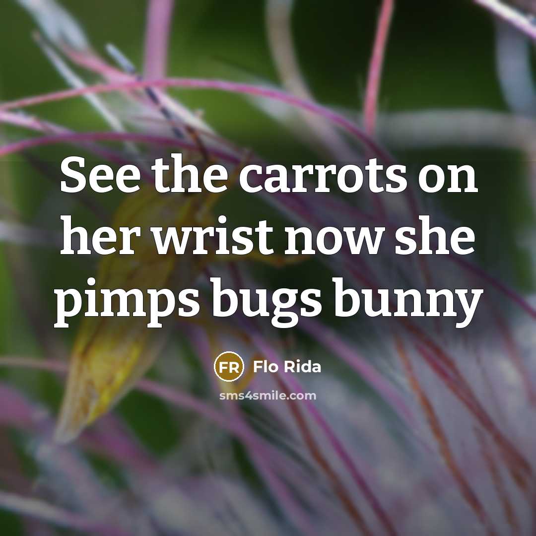 “See the carrots on her wrist now she pimps bugs bunny” quote by Flo Rida