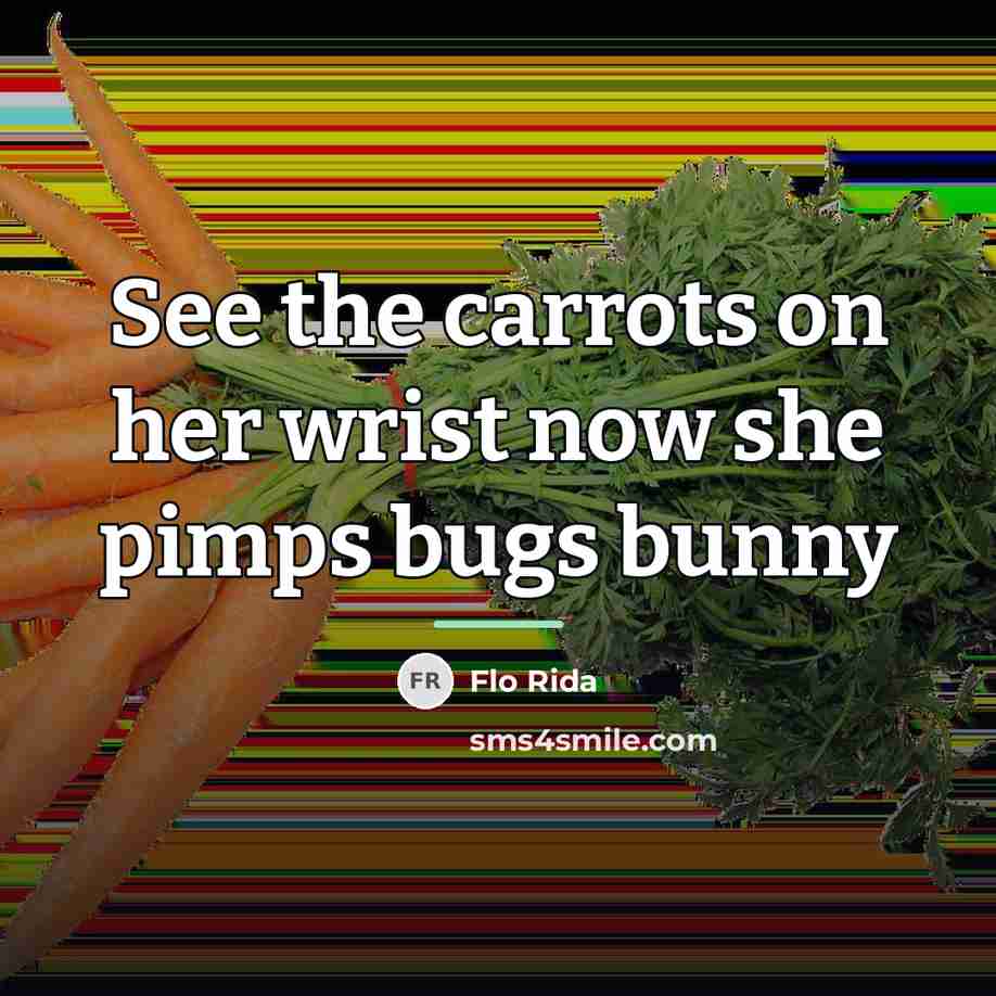 “See the carrots on her wrist now she pimps bugs…” quote by Flo Rida
