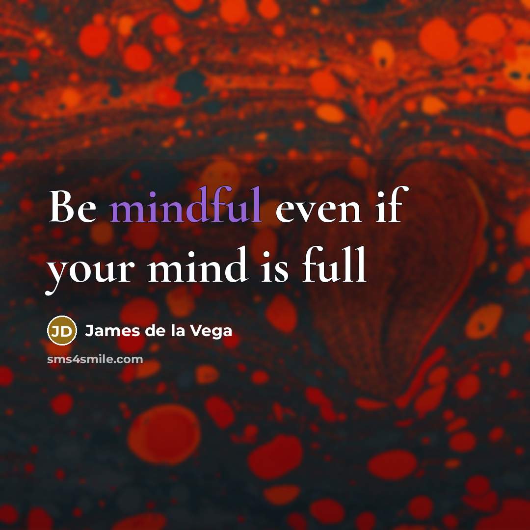 “Be mindful even if your mind is full…” quote by James de la Vega