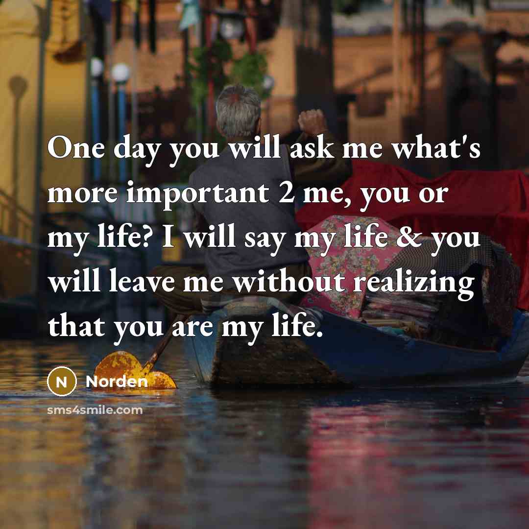 “One day you will ask me what's more important 2…” quote by Norden