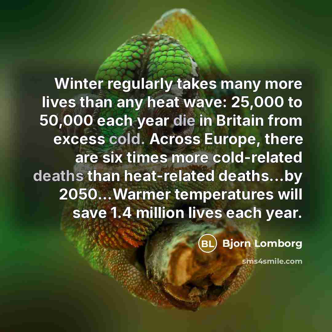 “Winter regularly takes many more lives than any heat wave:…” quote by Bjorn Lomborg