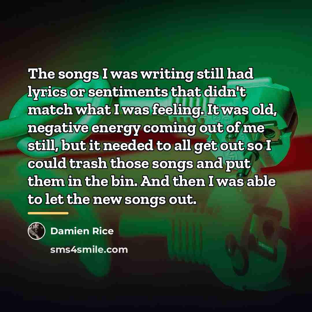 “The songs I was writing still had lyrics or sentiments…” quote by Damien Rice