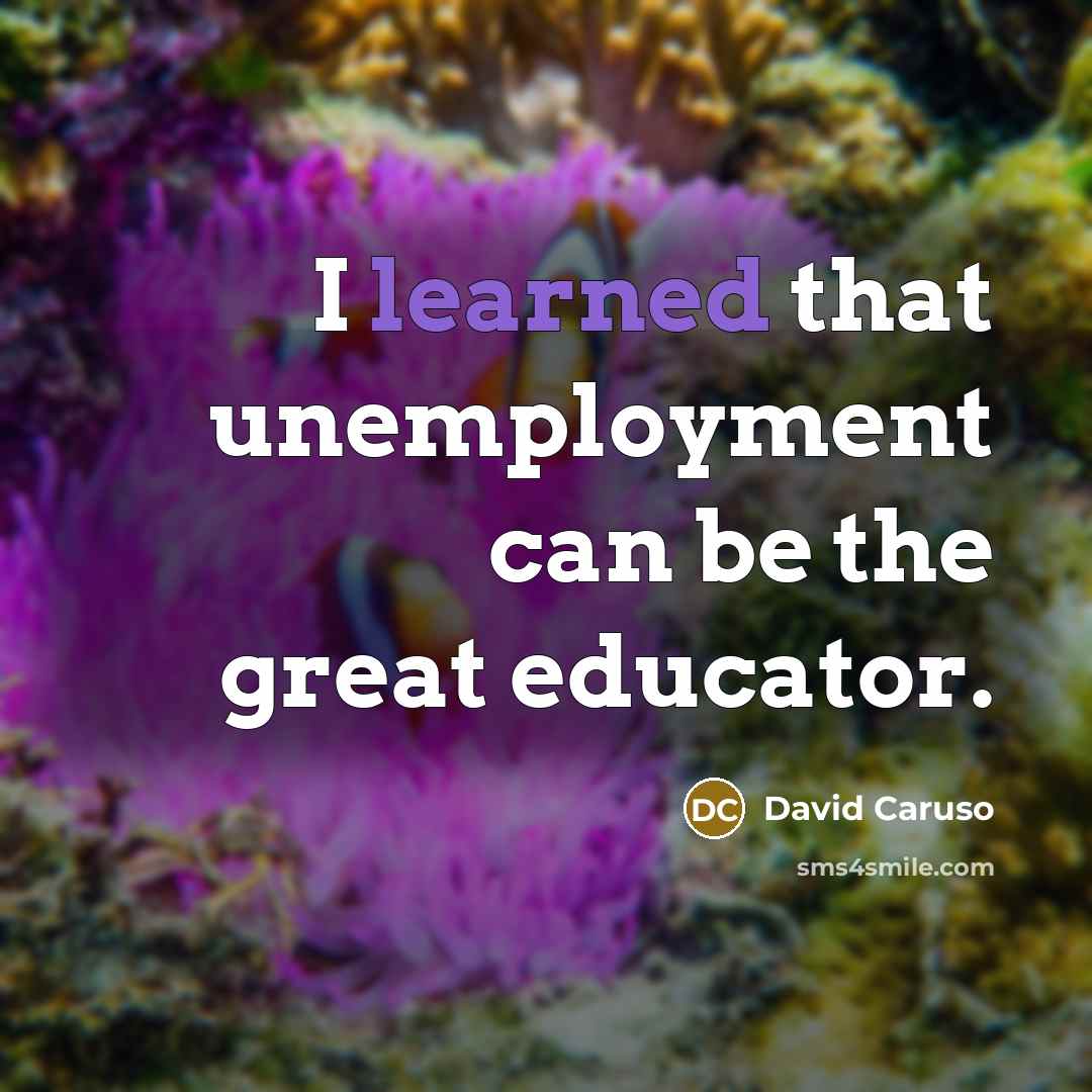 “I learned that unemployment can be the great educator.…” quote by David Caruso