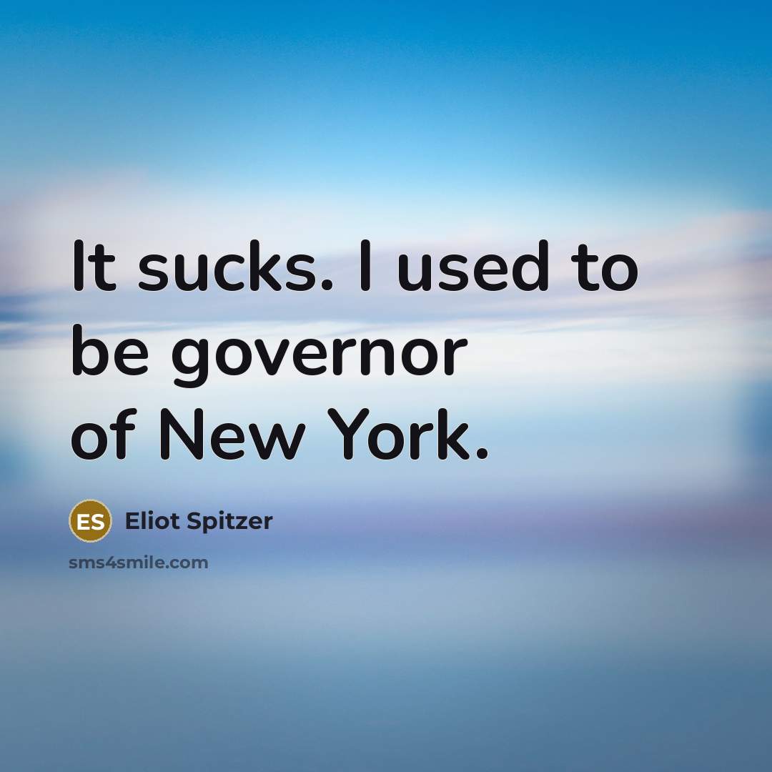 “It sucks. I used to be governor of New York.” quote by Eliot Spitzer
