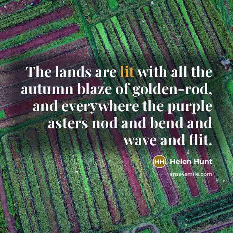 “The lands are lit with all the autumn blaze of…” quote by Helen Hunt