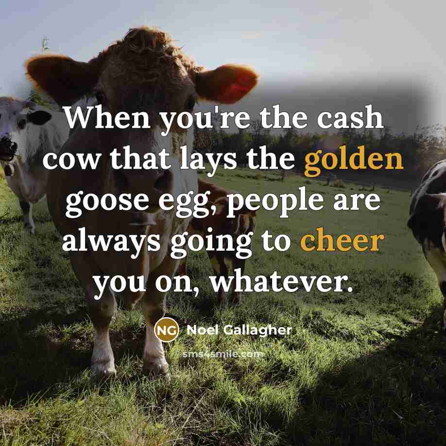 “When you're the cash cow that lays the golden goose…” quote by Noel Gallagher