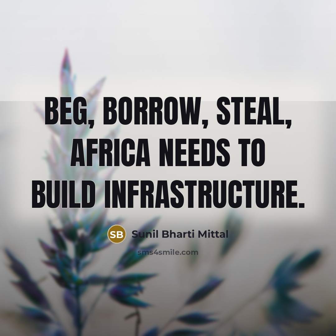“Beg, borrow, steal, Africa needs to build infrastructure.…” quote by Sunil Bharti Mittal