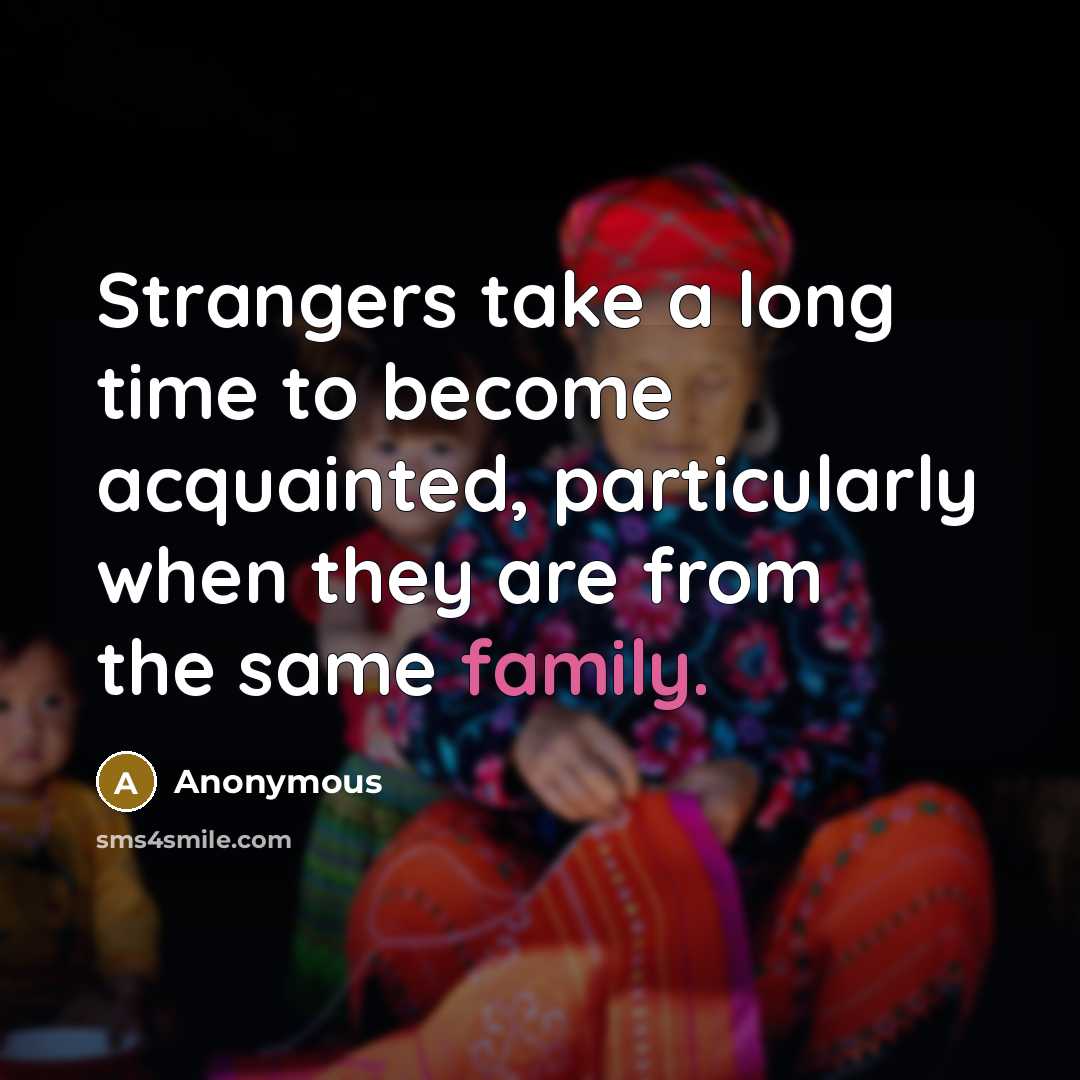 “Strangers take a long time to become acquainted, particularly when…” quote by Anonymous