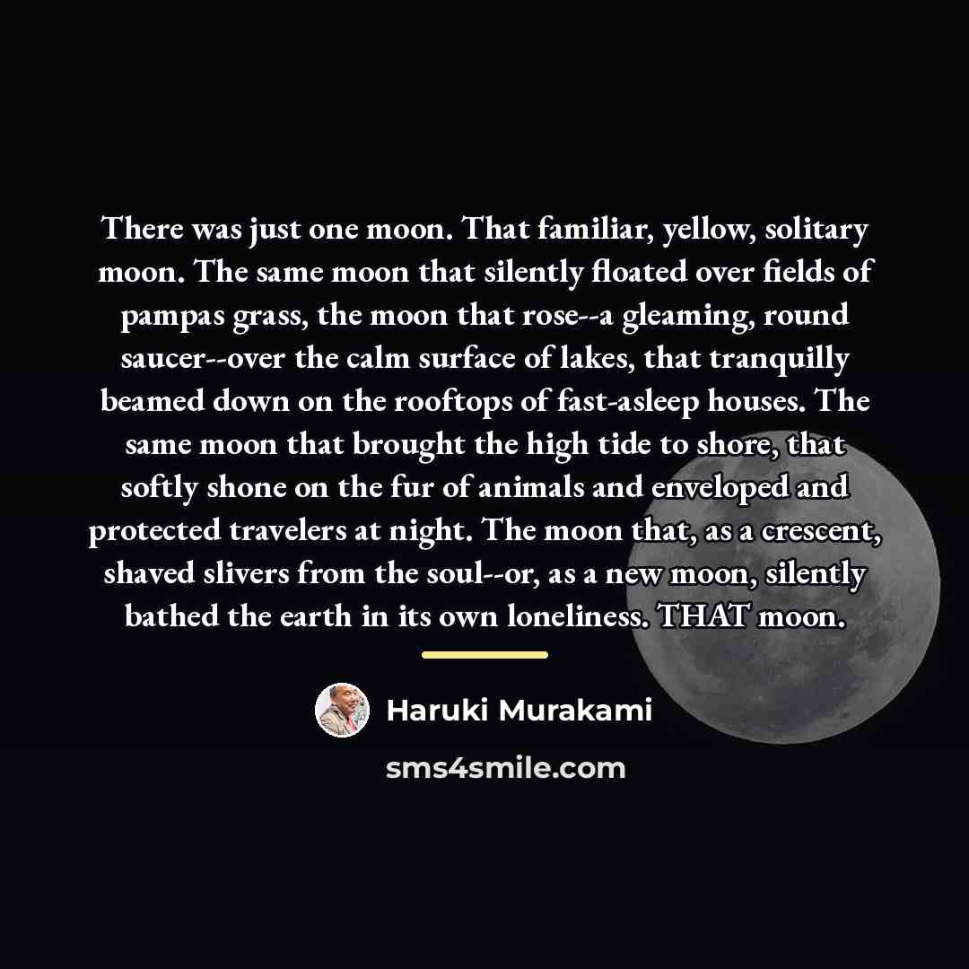 “There was just one moon. That familiar, yellow, solitary moon.…” quote by Haruki Murakami