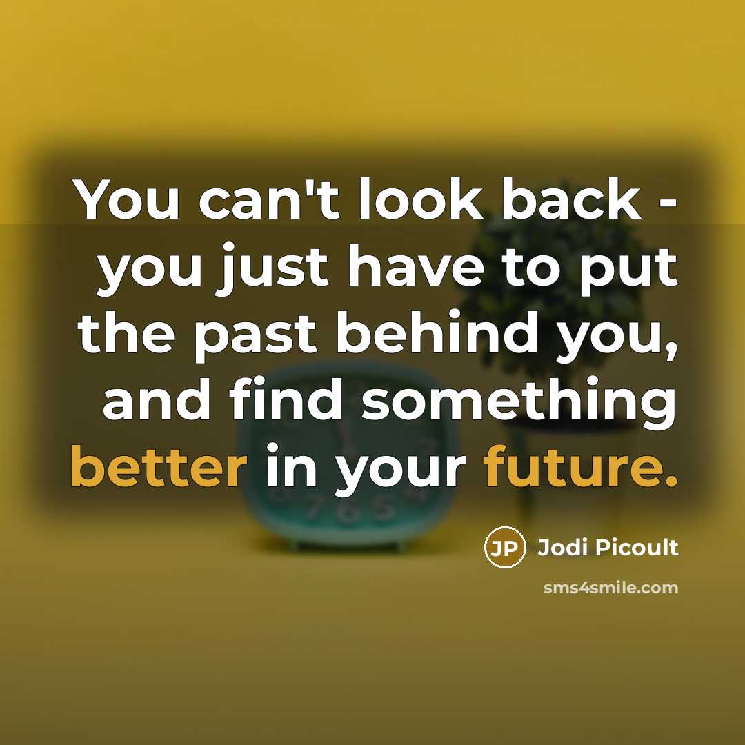 “You can't look back - you just have to put the past behind you, and find something better in your future.” quote by Jodi Picoult
