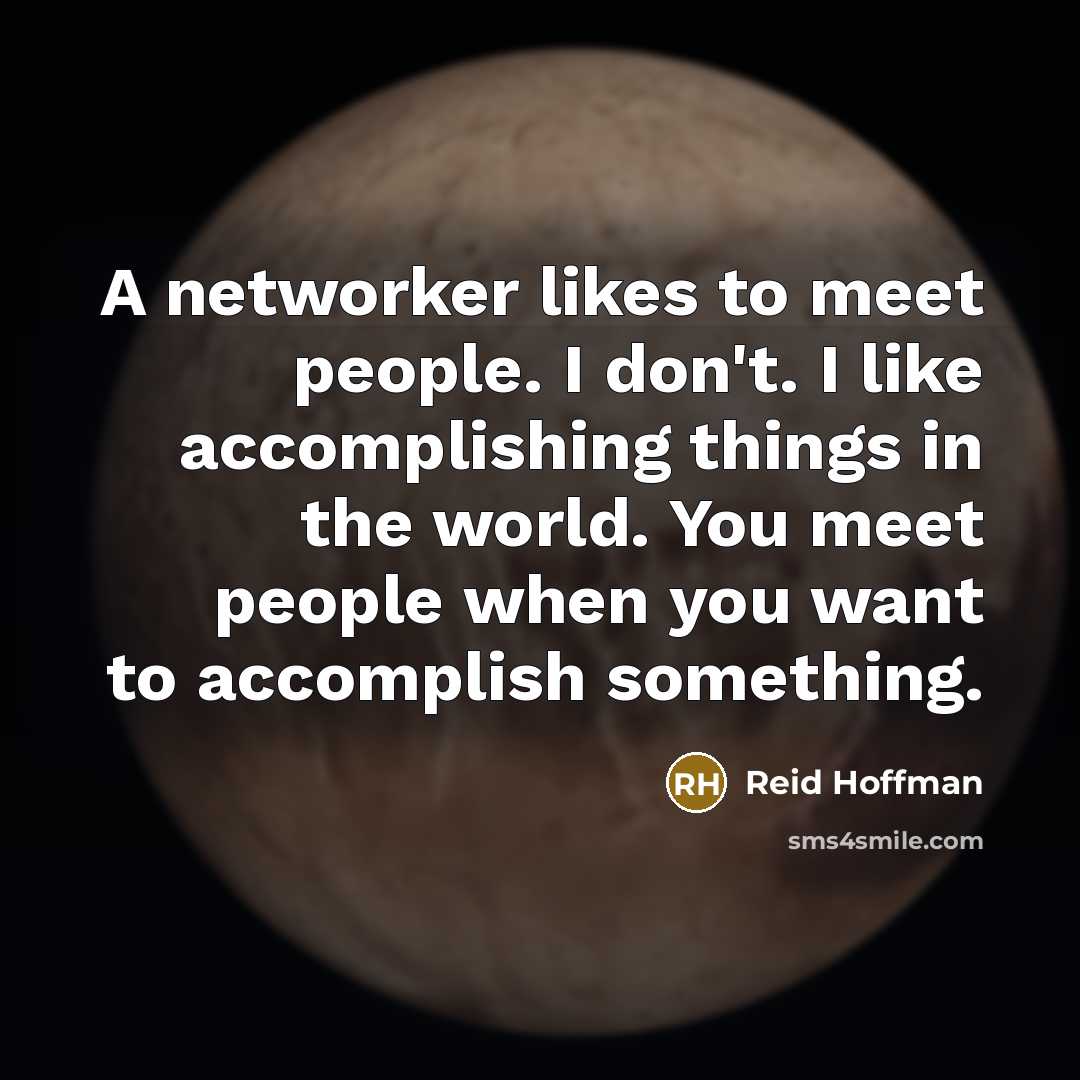 “A networker likes to meet people. I don't. I like…” quote by Reid Hoffman