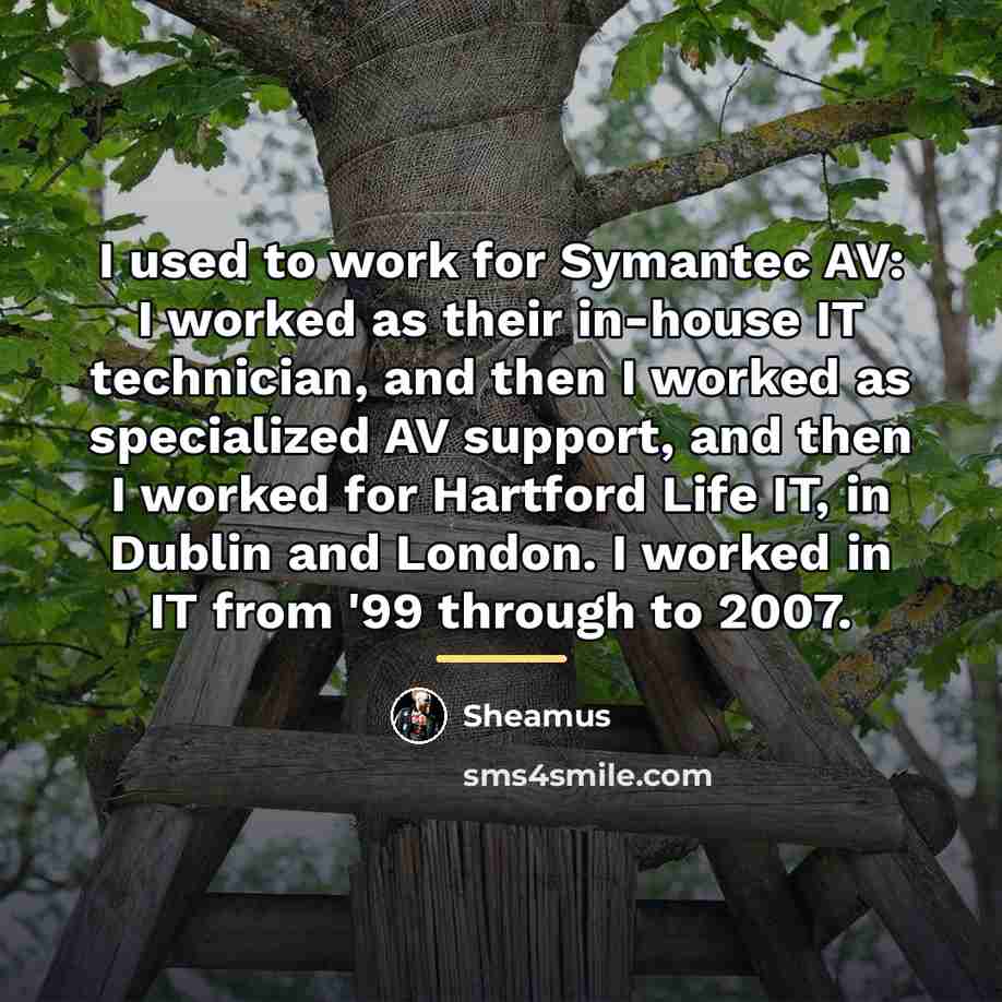 “I used to work for Symantec AV: I worked as…” quote by Sheamus