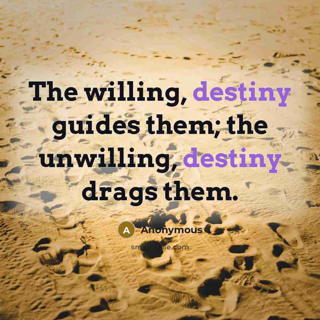 “The willing, destiny guides them; the unwilling, destiny drags them.…” quote by Anonymous