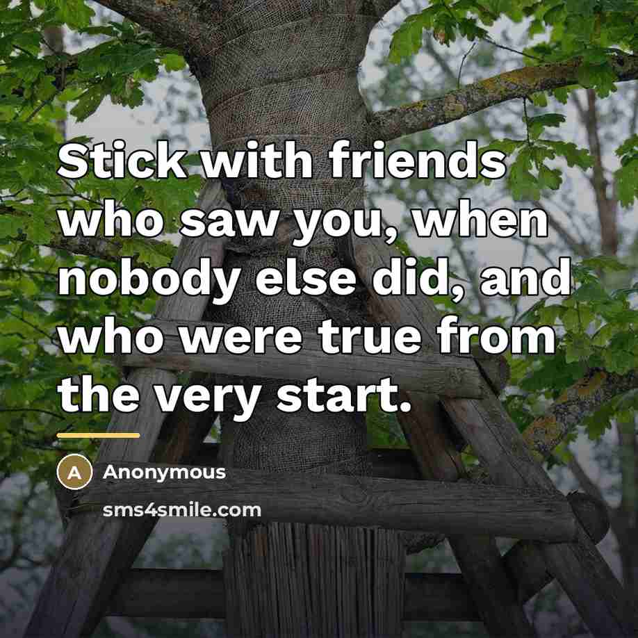 “Stick with friends who saw you, when nobody else did,…” quote by Anonymous