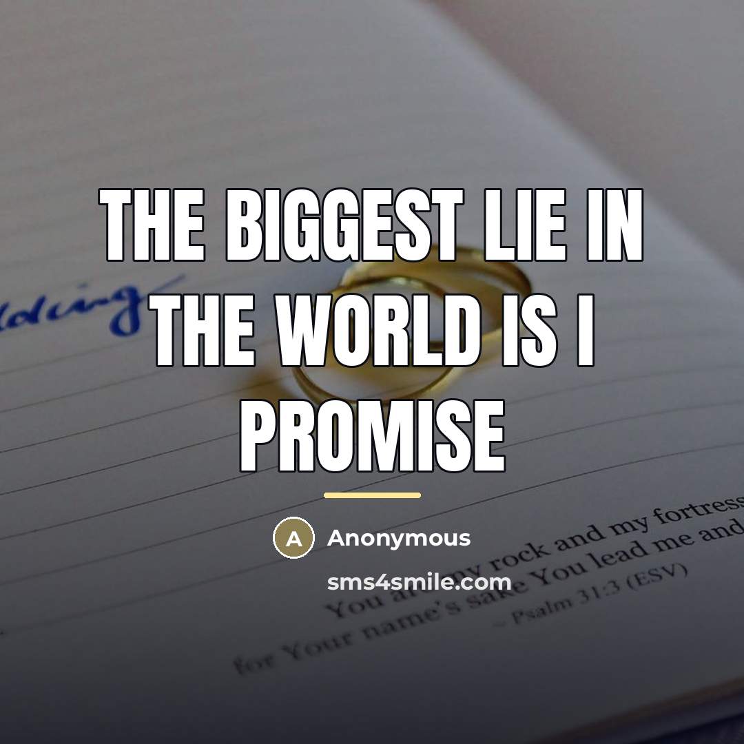 “The biggest lie in the world is I Promise…” quote by Anonymous