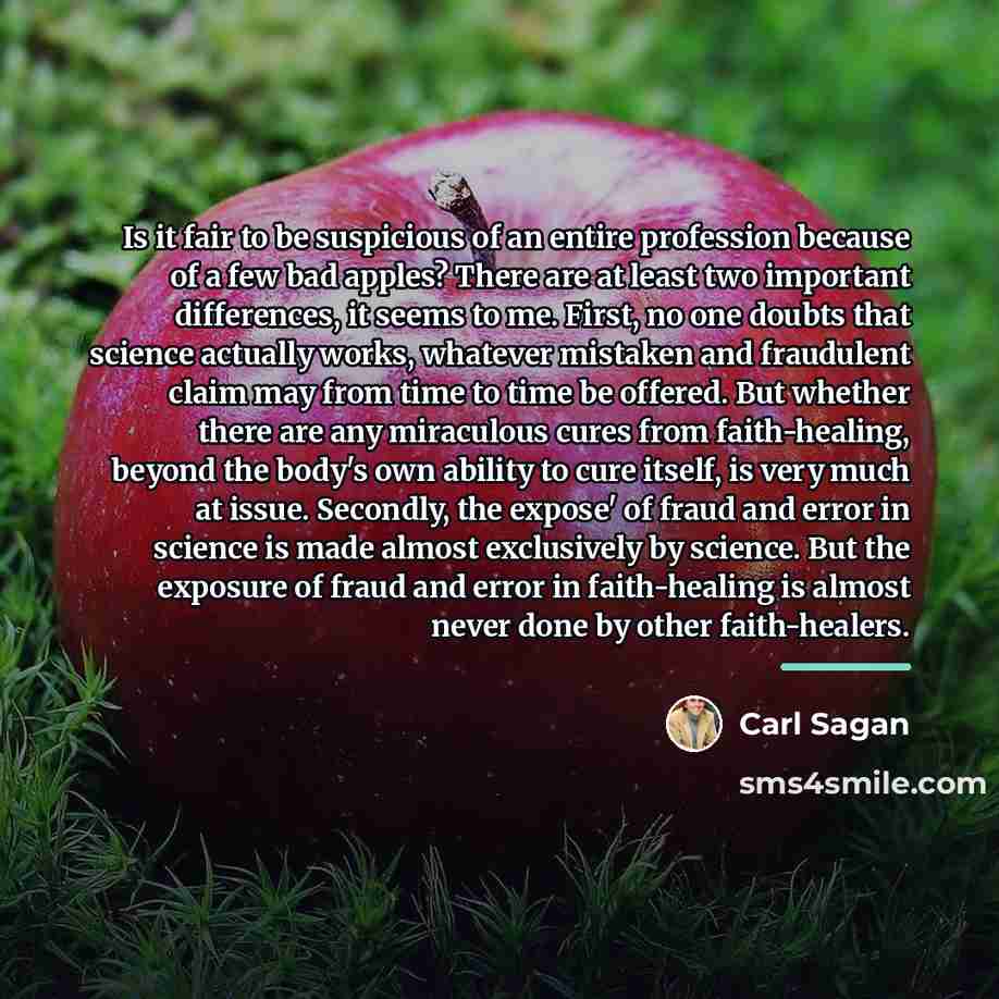 “Is it fair to be suspicious of an entire profession…” quote by Carl Sagan