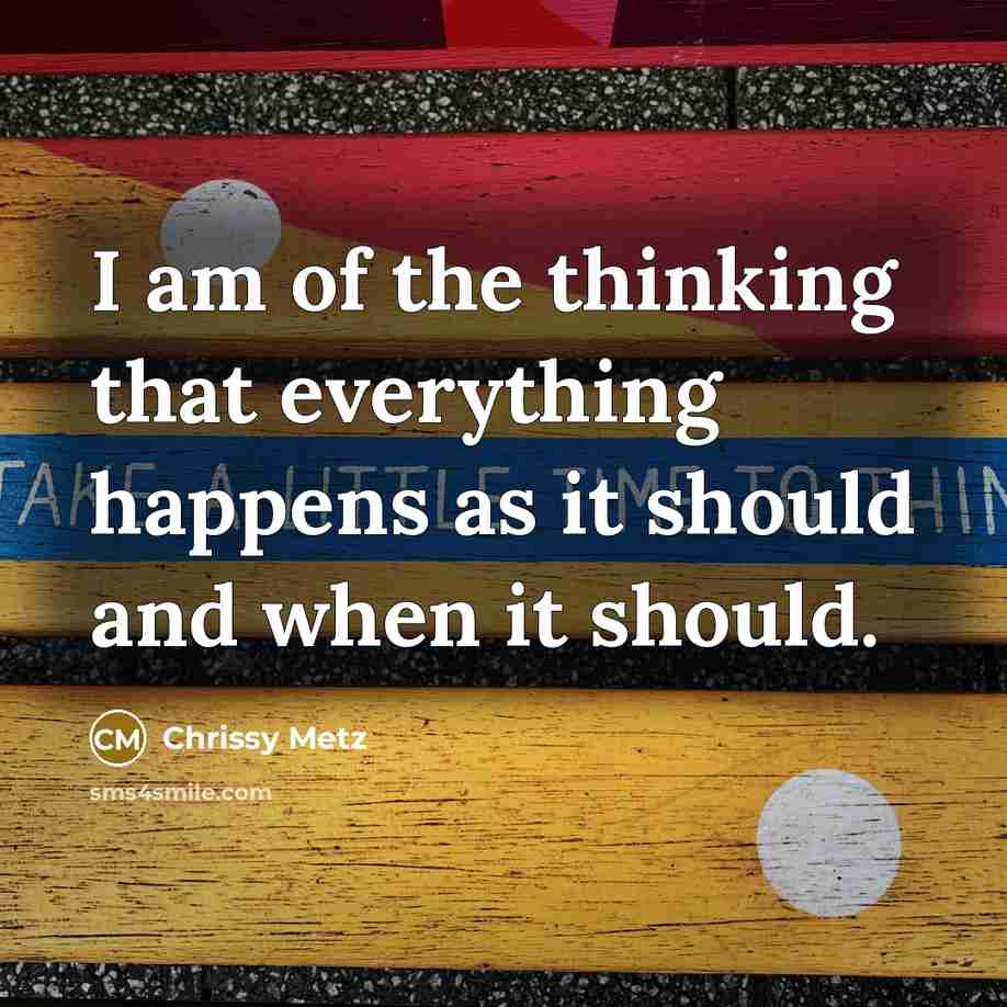 “I am of the thinking that everything happens as it…” quote by Chrissy Metz