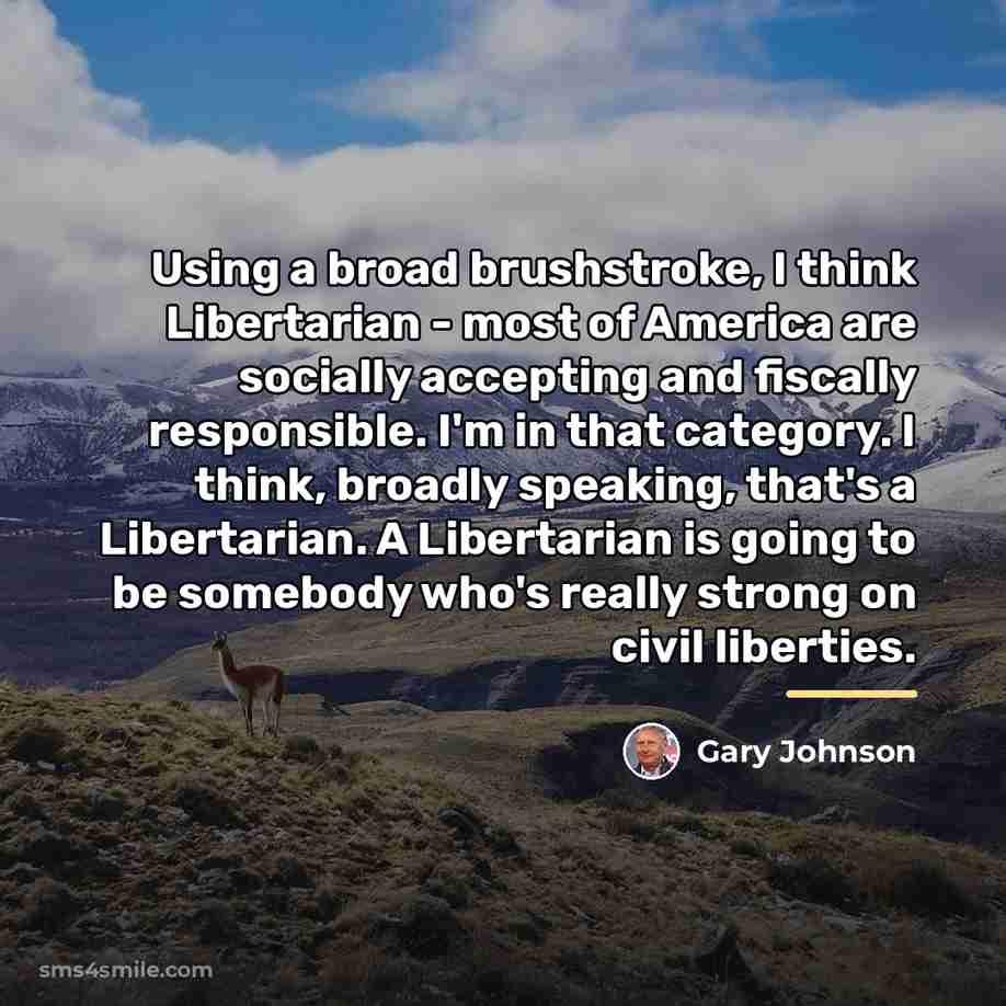 “Using a broad brushstroke, I think Libertarian - most of…” quote by Gary Johnson