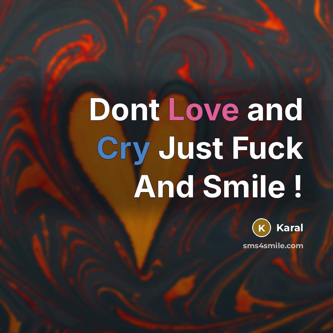 “Dont Love and Cry Just Fuck And Smile !…” quote by Karal