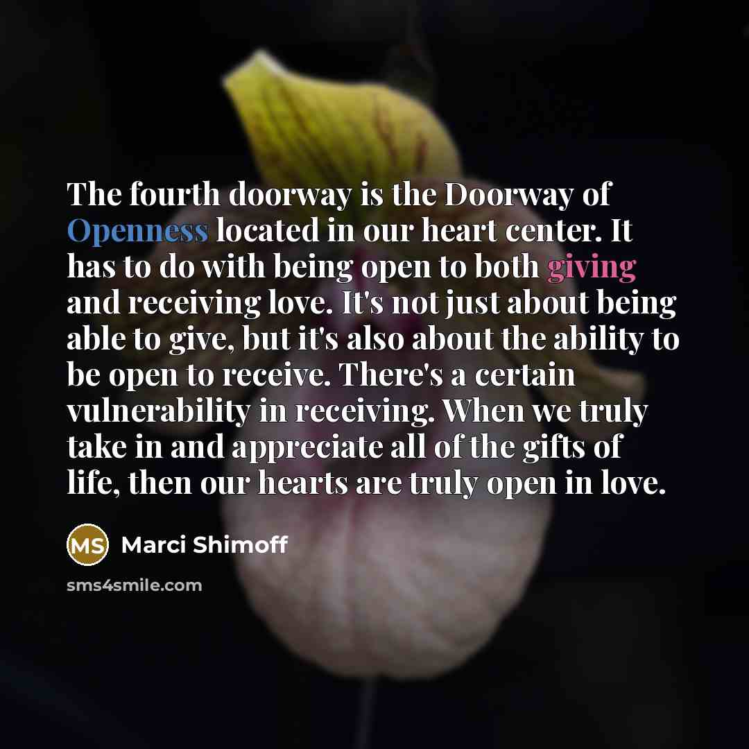 “The fourth doorway is the Doorway of Openness located in…” quote by Marci Shimoff