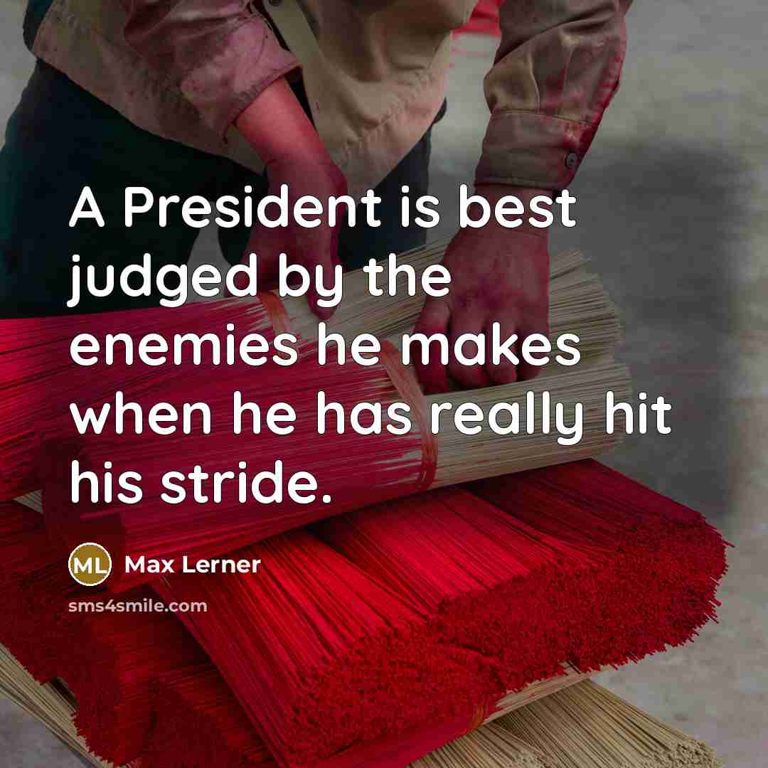 “A President is best judged by the enemies he makes…” quote by Max Lerner