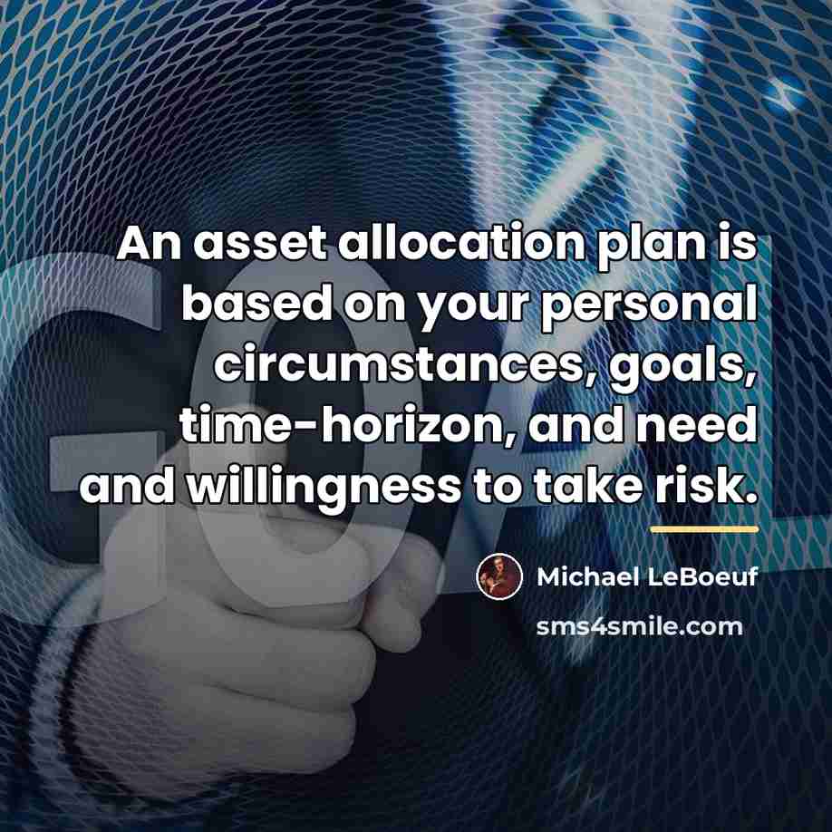 “An asset allocation plan is based on your personal circumstances,…” quote by Michael LeBoeuf