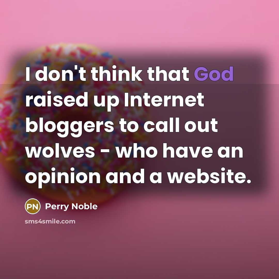 “I don't think that God raised up Internet bloggers to…” quote by Perry Noble
