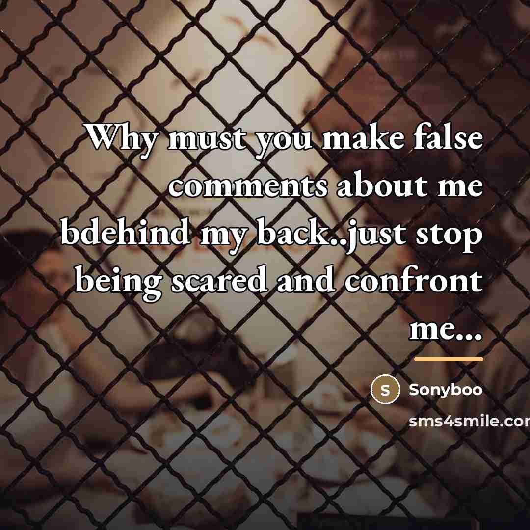 “Why must you make false comments about me bdehind my…” quote by Sonyboo