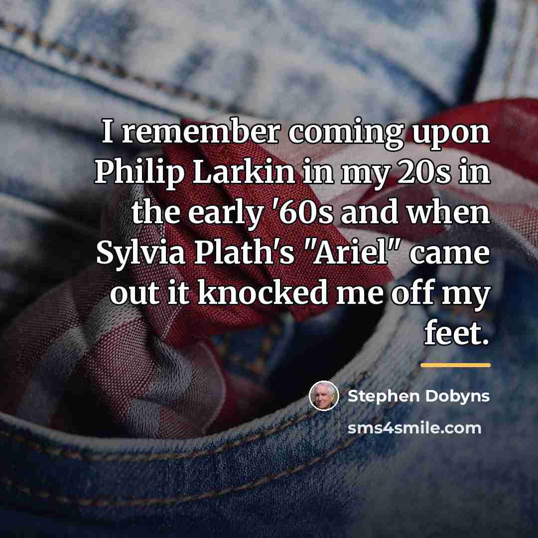 “I remember coming upon Philip Larkin in my 20s in…” quote by Stephen Dobyns