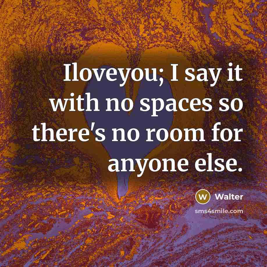 “Iloveyou; I say it with no spaces so there's no…” quote by Walter