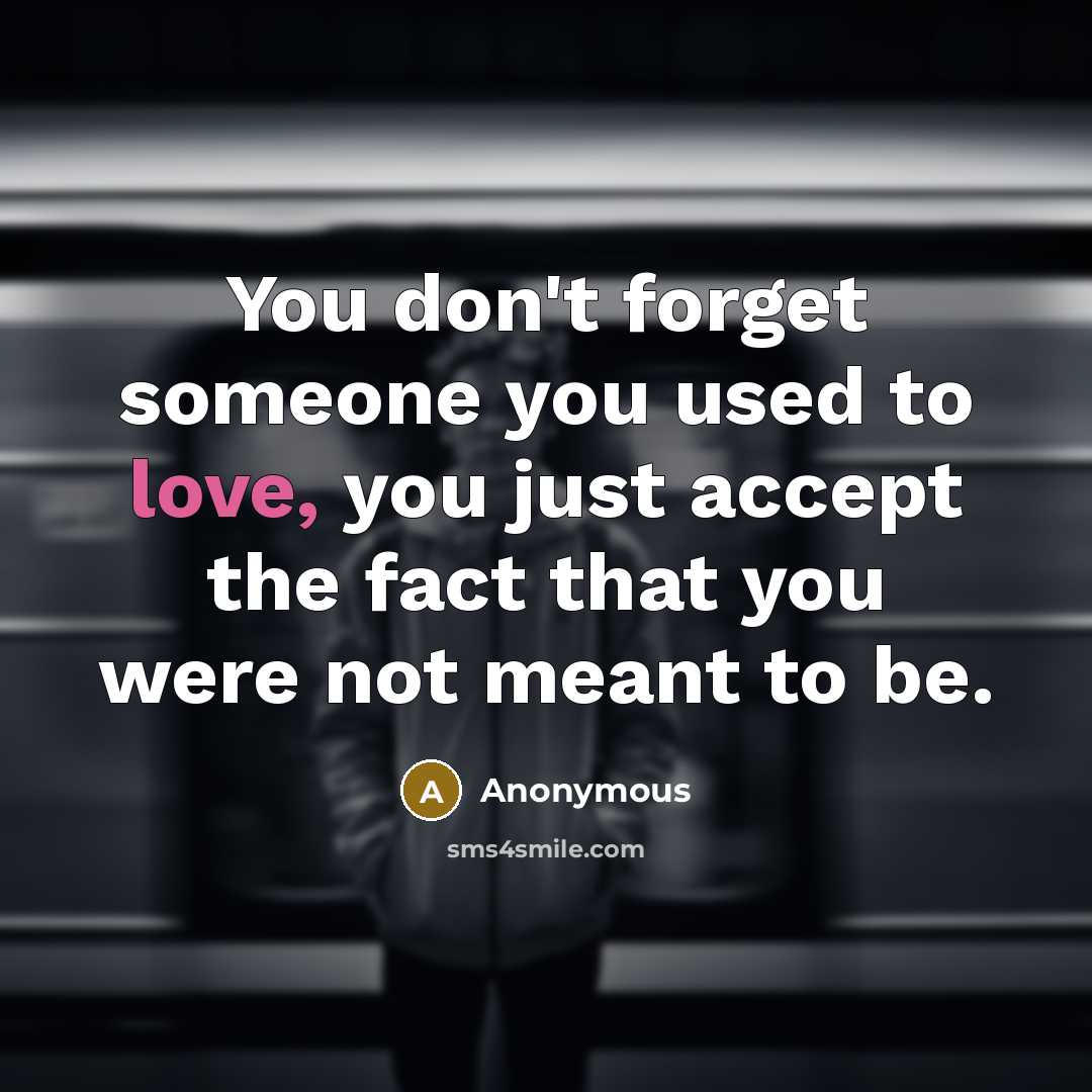 “You don't forget someone you used to love, you just…” quote by Anonymous