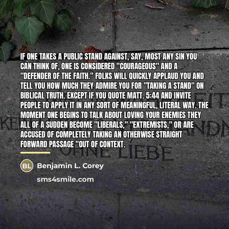 “If one takes a public stand against, say, most any…” quote by Benjamin L. Corey