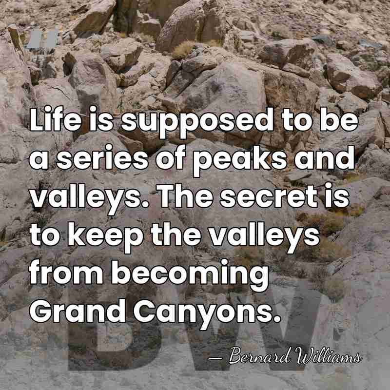 Life is supposed to be a series of peaks and valleys. The&hellip; - Bernard Williams
