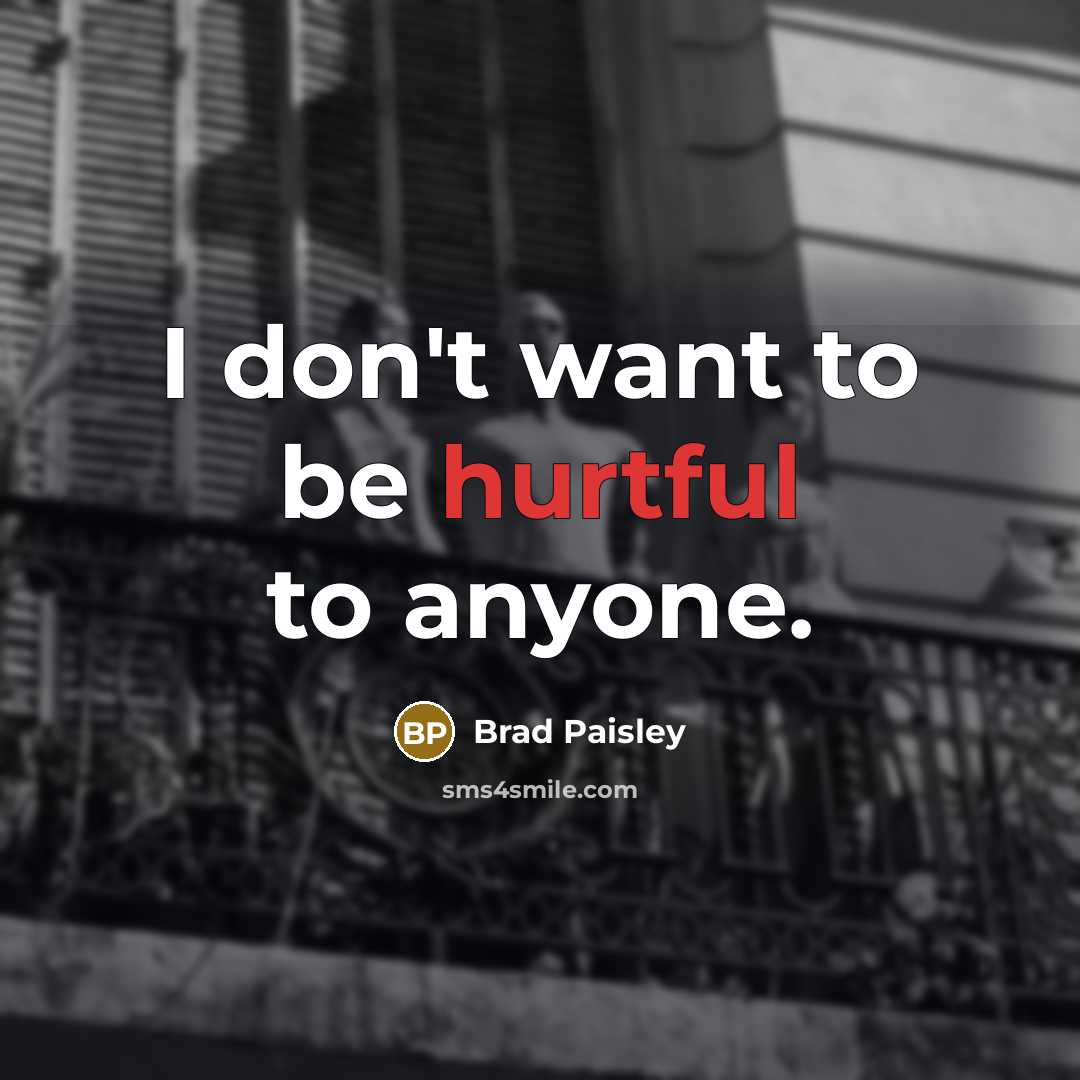 “I don't want to be hurtful to anyone.…” quote by Brad Paisley