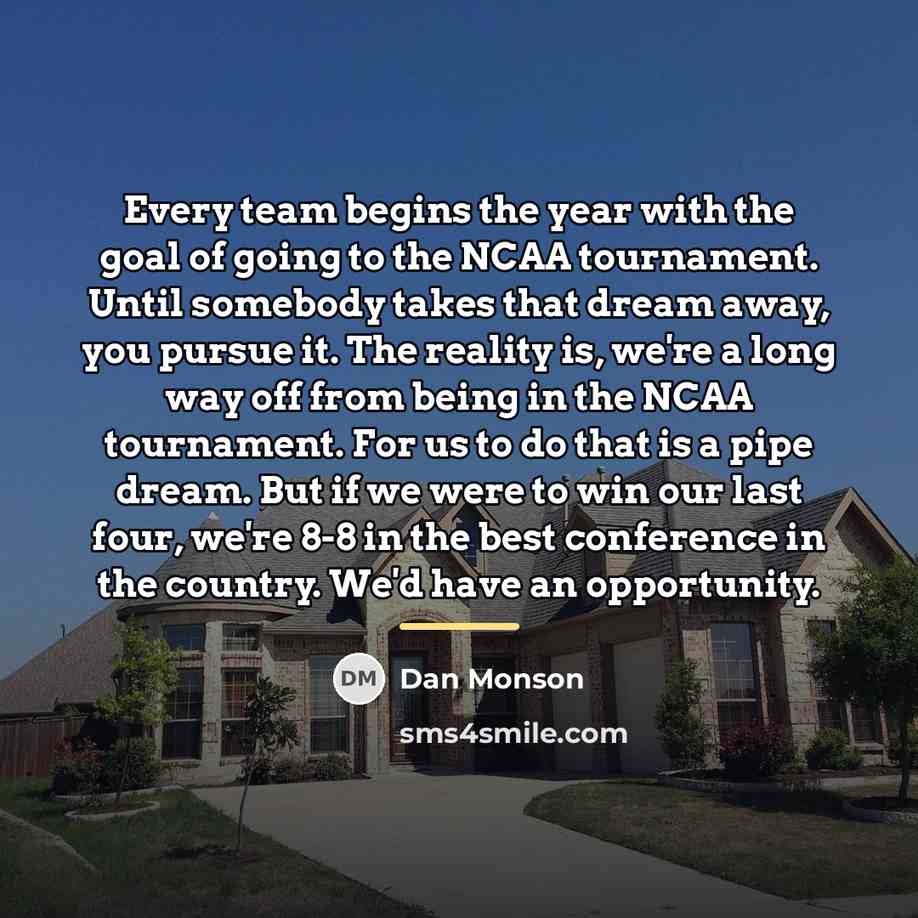 “Every team begins the year with the goal of going…” quote by Dan Monson