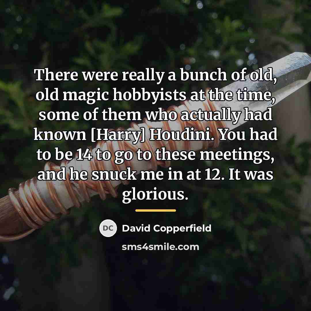 “There were really a bunch of old, old magic hobbyists…” quote by David Copperfield