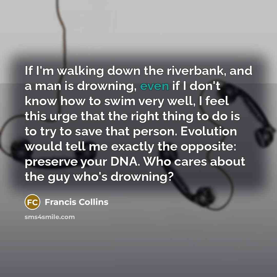 “If I'm walking down the riverbank, and a man is…” quote by Francis Collins