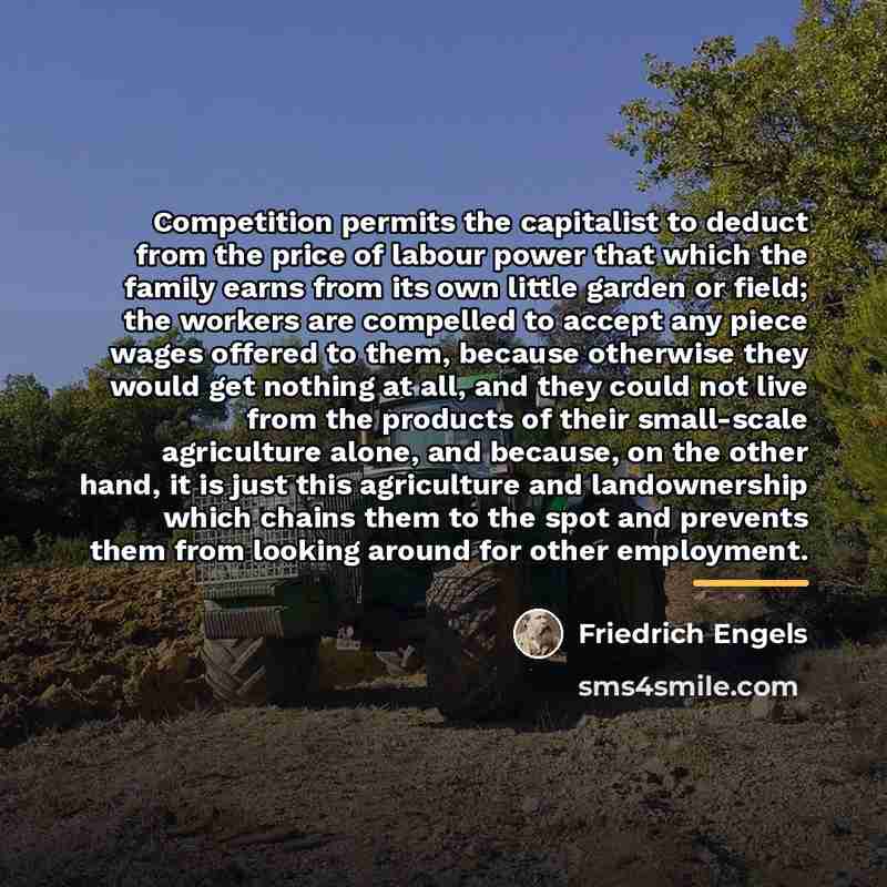 “Competition permits the capitalist to deduct from the price of…” quote by Friedrich Engels