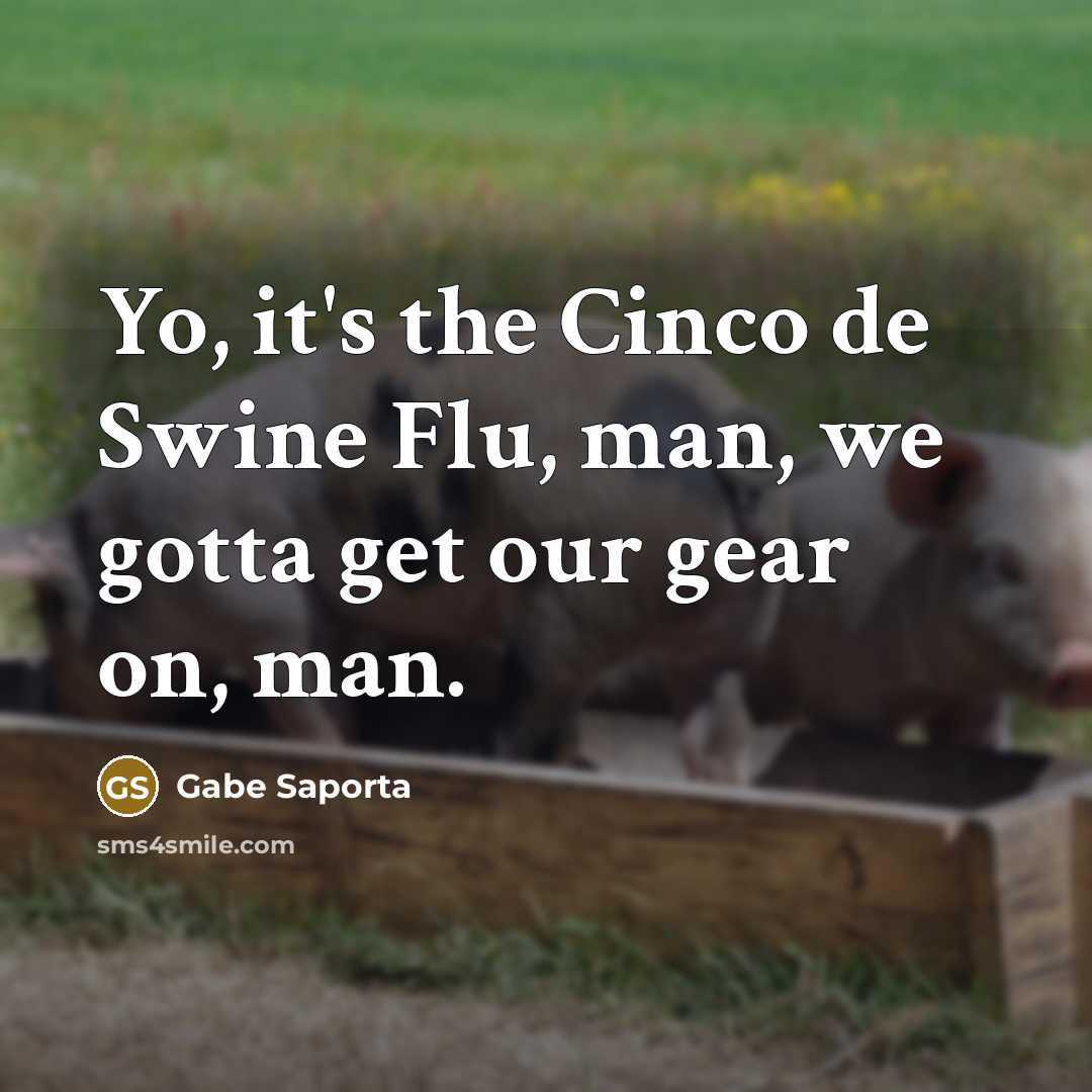 “Yo, it's the Cinco de Swine Flu, man, we gotta get our gear on, man.” quote by Gabe Saporta